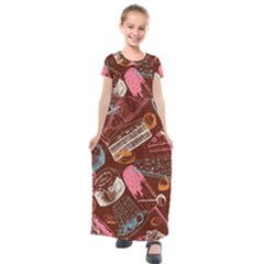 Sweet Food Seamless Pattern Kids  Short Sleeve Maxi Dress by Cemarart