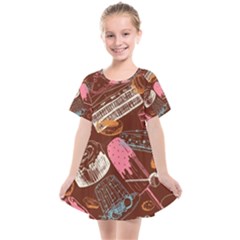 Sweet Food Seamless Pattern Kids  Smock Dress by Cemarart