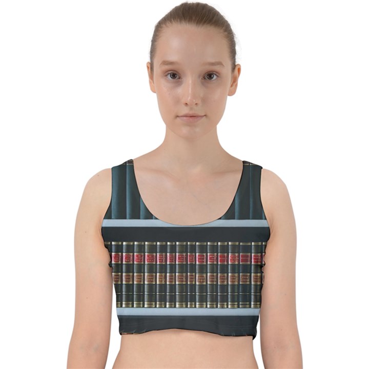 Books Bookshelf Library Education Velvet Racer Back Crop Top