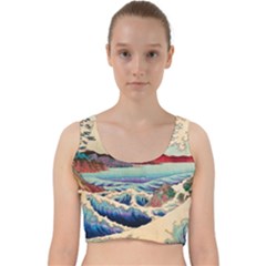 Wave Japanese Mount Fuji Velvet Racer Back Crop Top by Grandong