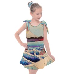 Wave Japanese Mount Fuji Kids  Tie Up Tunic Dress by Grandong