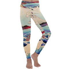 Wave Japanese Mount Fuji Kids  Lightweight Velour Classic Yoga Leggings by Grandong