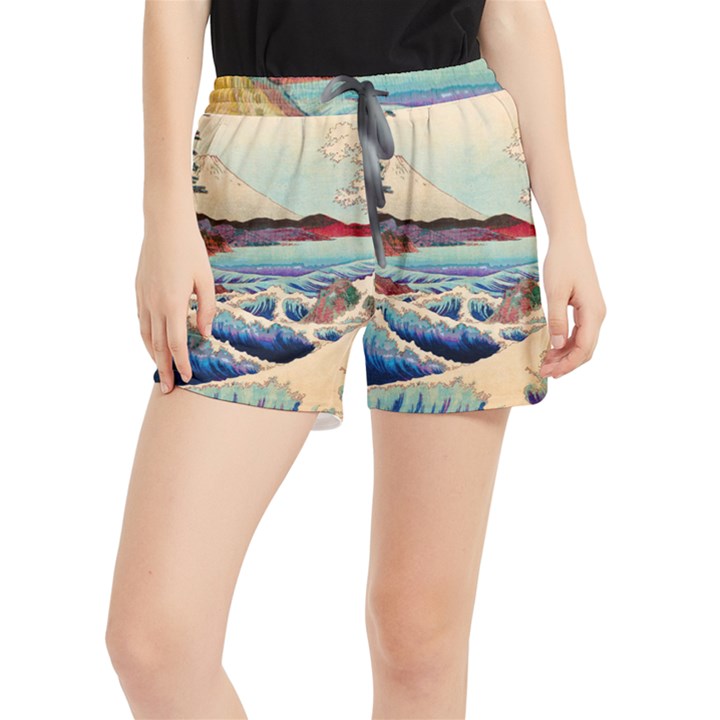 Wave Japanese Mount Fuji Women s Runner Shorts