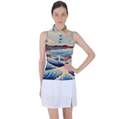 Wave Japanese Mount Fuji Women s Sleeveless Polo T-shirt by Grandong