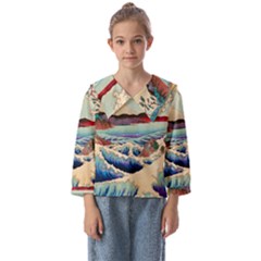 Wave Japanese Mount Fuji Kids  Sailor Shirt by Grandong