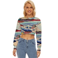 Wave Japanese Mount Fuji Lightweight Long Sleeve Sweatshirt by Grandong