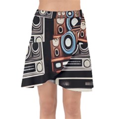 Retro Cameras Old Vintage Antique Wrap Front Skirt by Grandong