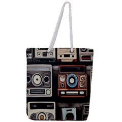 Retro Cameras Old Vintage Antique Full Print Rope Handle Tote (large) by Grandong