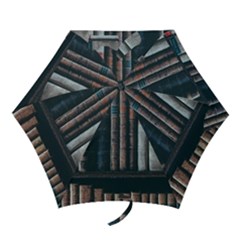 Aged Bookcase Books Bookshelves Mini Folding Umbrellas by Grandong