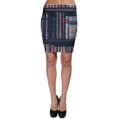 Aged Bookcase Books Bookshelves Bodycon Skirt by Grandong