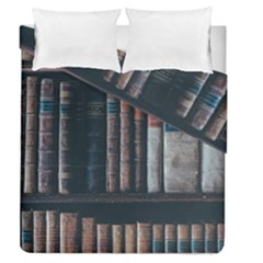 Aged Bookcase Books Bookshelves Duvet Cover Double Side (queen Size) by Grandong