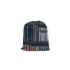 Aged Bookcase Books Bookshelves Drawstring Pouch (xs) by Grandong