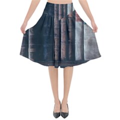 Aged Bookcase Books Bookshelves Flared Midi Skirt by Grandong