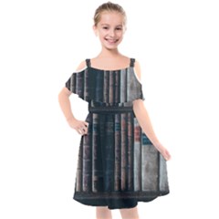 Aged Bookcase Books Bookshelves Kids  Cut Out Shoulders Chiffon Dress by Grandong