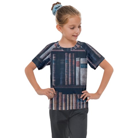 Aged Bookcase Books Bookshelves Kids  Mesh Piece T-shirt by Grandong