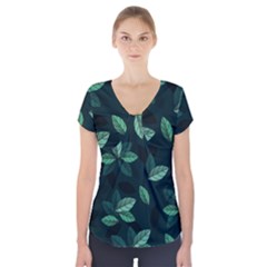 Foliage Short Sleeve Front Detail Top