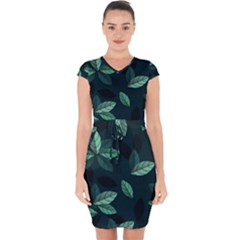 Foliage Capsleeve Drawstring Dress  by HermanTelo