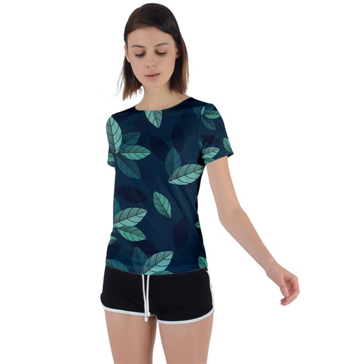 Foliage Back Circle Cutout Sports T-Shirt