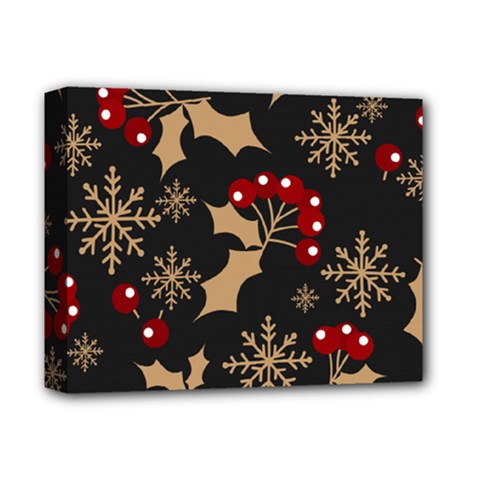 Christmas Pattern With Snowflakes Berries Deluxe Canvas 14  X 11  (stretched) by Ndabl3x