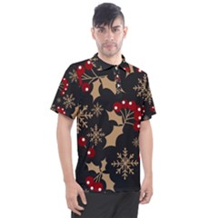 Christmas Pattern With Snowflakes Berries Men s Polo T-shirt