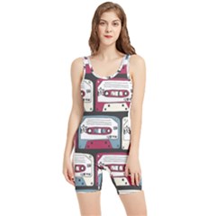 Music Symbols Rock Music Seamless Pattern Women s Wrestling Singlet by Ndabl3x