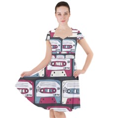 Music Symbols Rock Music Seamless Pattern Cap Sleeve Midi Dress