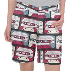 Music Symbols Rock Music Seamless Pattern Women s Pocket Shorts by Ndabl3x