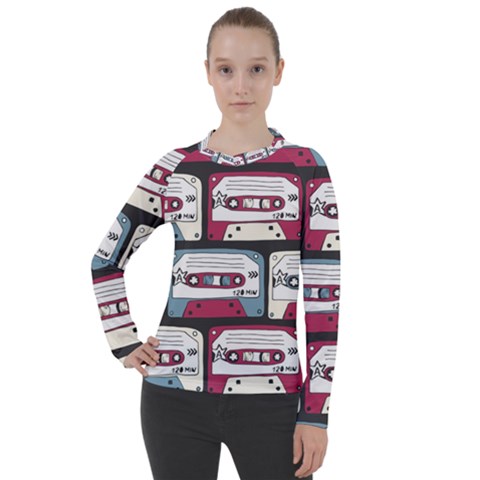 Music Symbols Rock Music Seamless Pattern Women s Pique Long Sleeve T-shirt by Ndabl3x