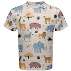 Wild Animals Seamless Pattern Men s Cotton T-shirt by Ndabl3x