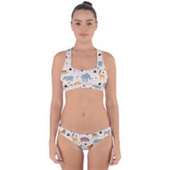 Wild Animals Seamless Pattern Cross Back Hipster Bikini Set by Ndabl3x