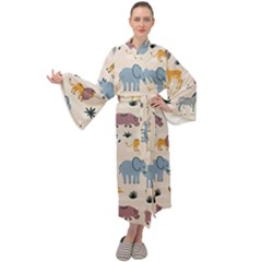 Wild Animals Seamless Pattern Maxi Velvet Kimono by Ndabl3x