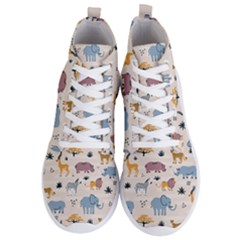 Wild Animals Seamless Pattern Men s Lightweight High Top Sneakers by Ndabl3x