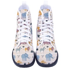 Wild Animals Seamless Pattern Men s High-top Canvas Sneakers by Ndabl3x