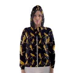 Background With Golden Birds Women s Hooded Windbreaker