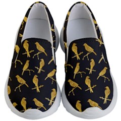 Background With Golden Birds Kids Lightweight Slip Ons by Ndabl3x