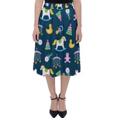 Cute Babies Toys Seamless Pattern Classic Midi Skirt by Ndabl3x