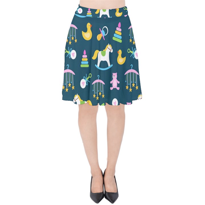 Cute Babies Toys Seamless Pattern Velvet High Waist Skirt