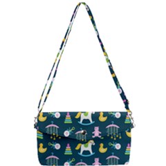 Cute Babies Toys Seamless Pattern Removable Strap Clutch Bag