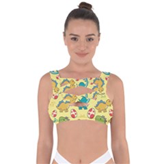 Seamless Pattern With Cute Dinosaurs Character Bandaged Up Bikini Top by Ndabl3x