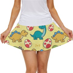 Seamless Pattern With Cute Dinosaurs Character Women s Skort by Ndabl3x