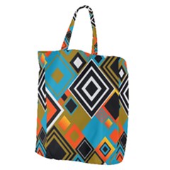 Retro Pattern Abstract Art Colorful Square Giant Grocery Tote by Ndabl3x