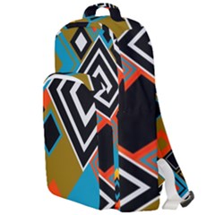 Retro Pattern Abstract Art Colorful Square Double Compartment Backpack by Ndabl3x