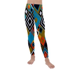 Retro Pattern Abstract Art Colorful Square Kids  Lightweight Velour Leggings by Ndabl3x