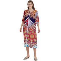 Mandala Pattern Women s Cotton 3/4 Sleeve Night Gown by Ndabl3x