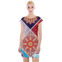 Mandala Pattern Cap Sleeve Bodycon Dress by Ndabl3x