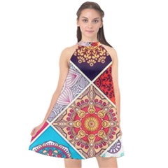 Mandala Pattern Halter Neckline Chiffon Dress  by Ndabl3x