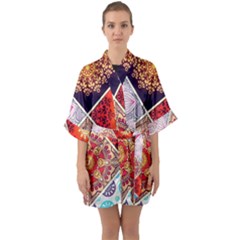 Mandala Pattern Half Sleeve Satin Kimono  by Ndabl3x