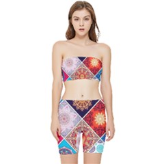 Mandala Pattern Stretch Shorts And Tube Top Set by Ndabl3x