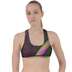 Abstract Curve Pattern Red Criss Cross Racerback Sports Bra