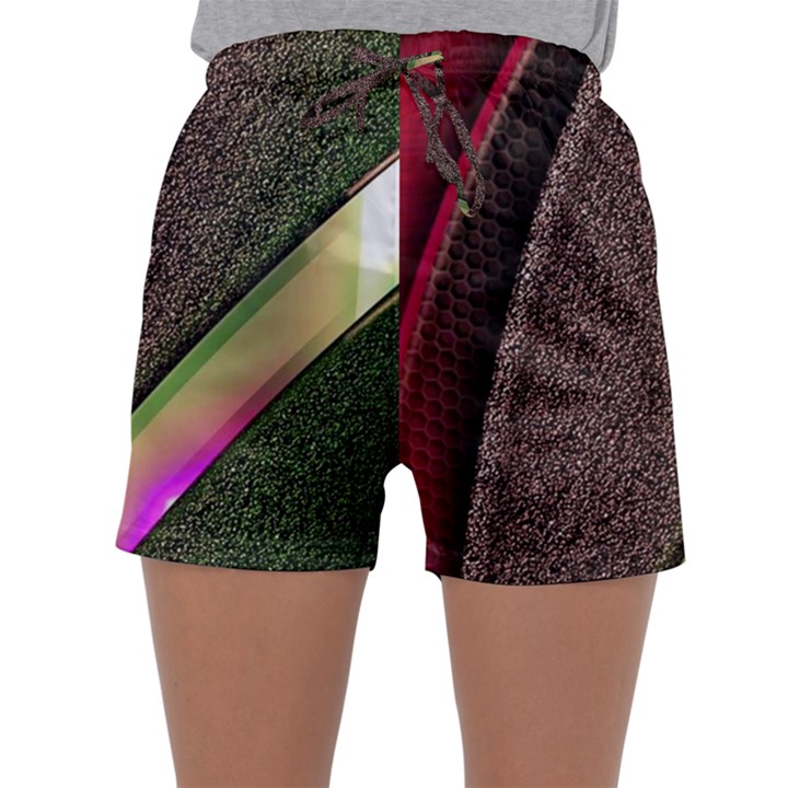 Abstract Curve Pattern Red Sleepwear Shorts